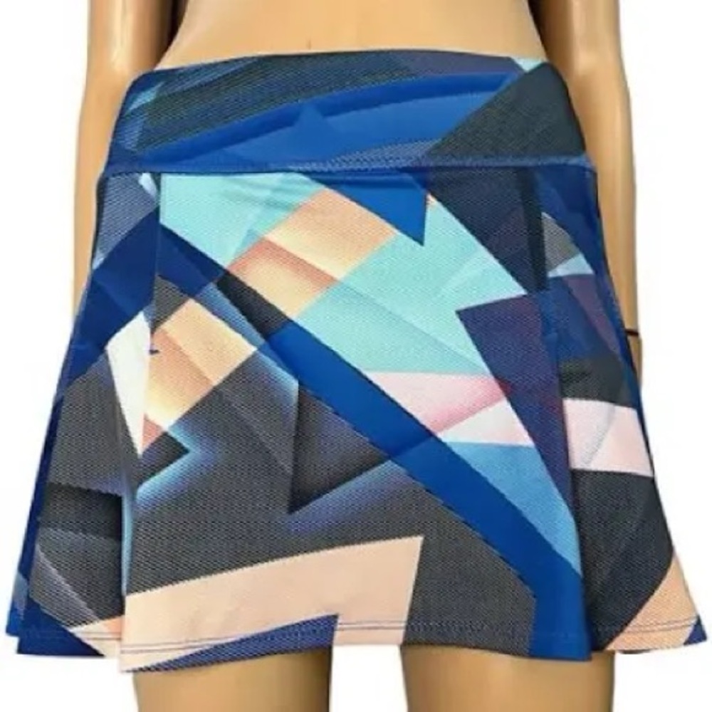 Women’s Athleta Electric Geo Speed Pleated Multi Color Print Skirt Size XL